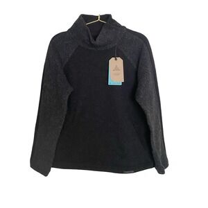 Prana Women's Black Heathered Fleece Mock Neck Pullover Sweater Small